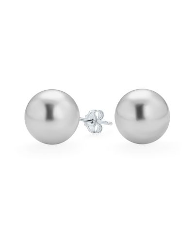 Серьги Bling Jewelry Classic Light Grey Simulated Pearl Drop Ball Sterling Silver
