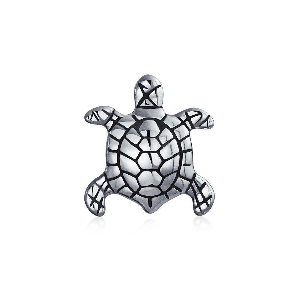 Bling Jewelry кулон-бусина в виде морской черепахи овальной формы из оксидированного стерлингового серебра для браслетов