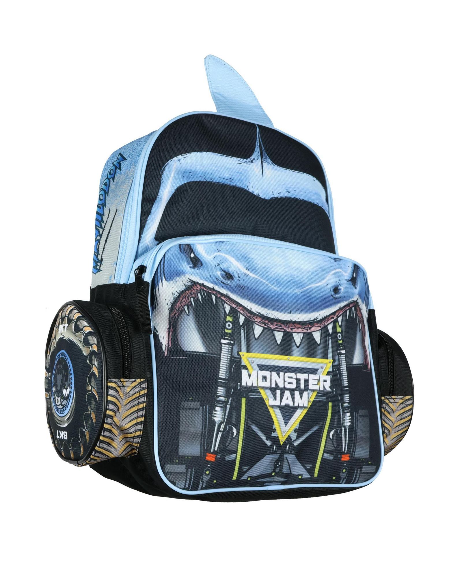 Monster Jam Backpack Megalodon Predator Truck Grill 3D Character School Book Bag 16"