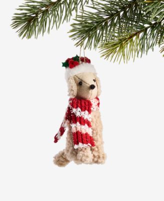 Holiday Lane Pets Golden Dog with Santa Hat  Ornament, Macy's Exclusive