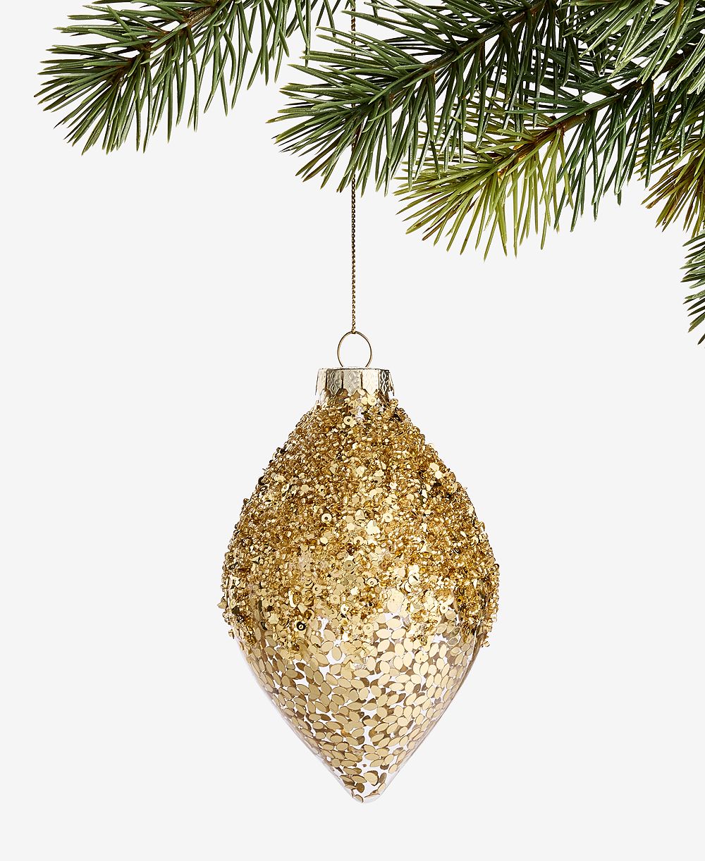 Елочное украшение Holiday Lane Berry Tones Gold Glass Drop