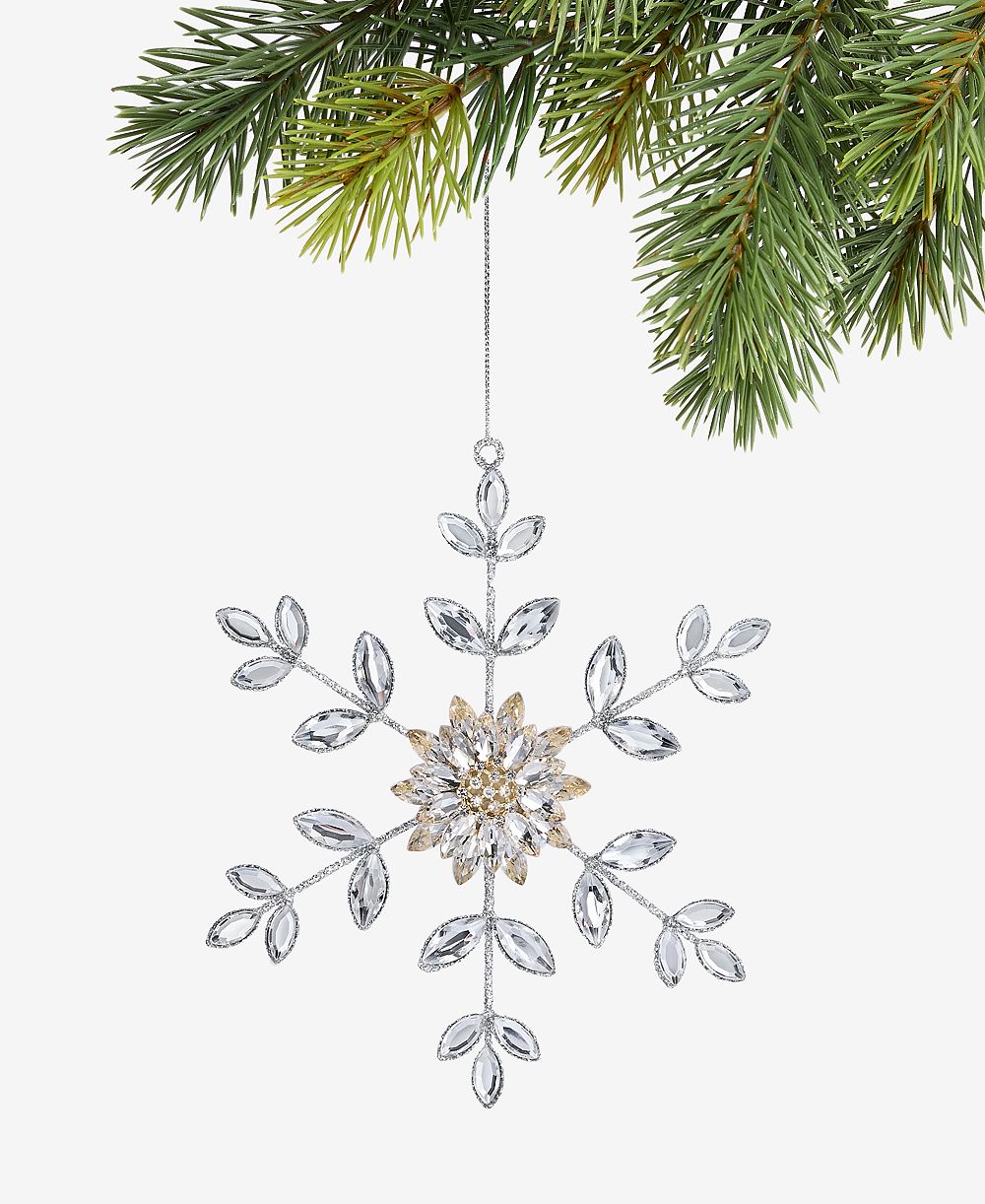 Holiday Lane Jeweled Classics Gold and Gem Snowflake Ornament, Macy's Exclusive