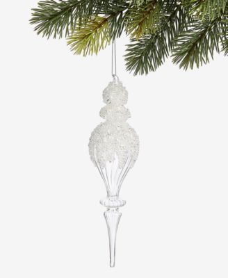 Holiday Lane Iced Delight Glass Frosted Finial Ornament, Macy's Exclusive