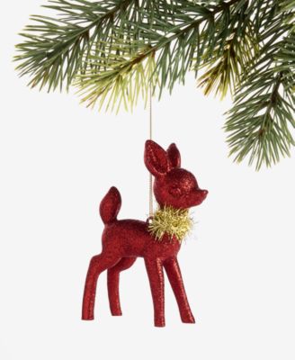 Holiday Lane Christmas Glitters Red Deer With Scarf Ornament, Macy's Exclusive