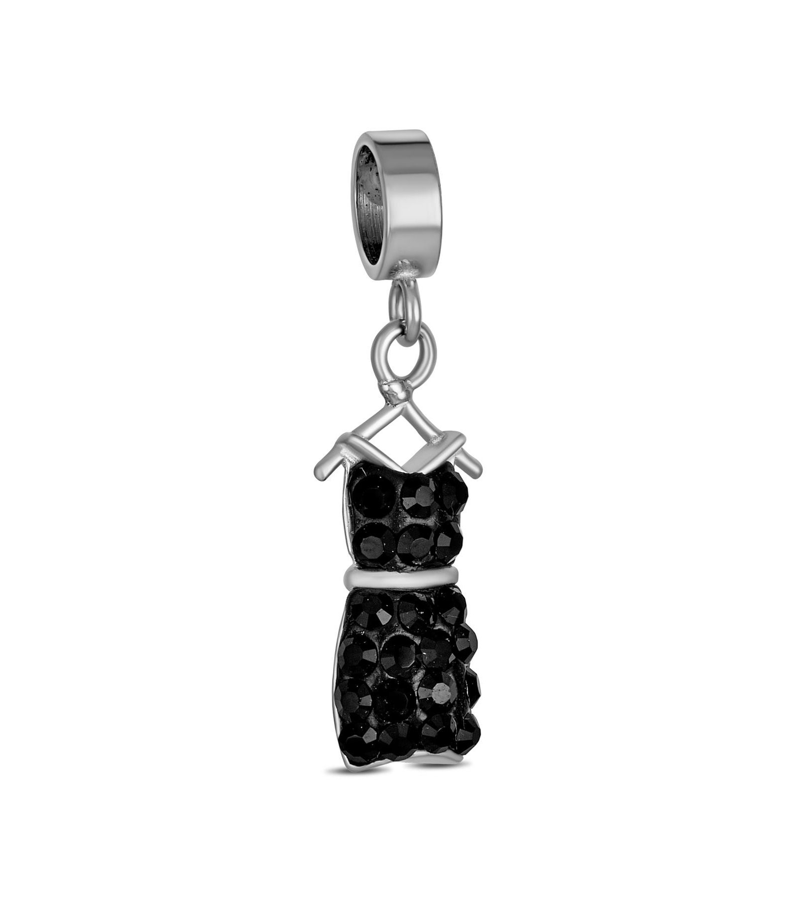 Bling Jewelry Мода Черное платье Подвеска-шарм для браслета .925 Стерлинговое серебро