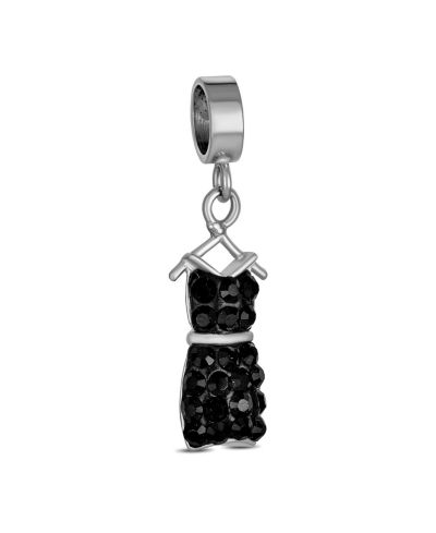 Bling Jewelry Fashion Black Dress Dangle Charm Bead for Bracelet .925 Sterling Silver