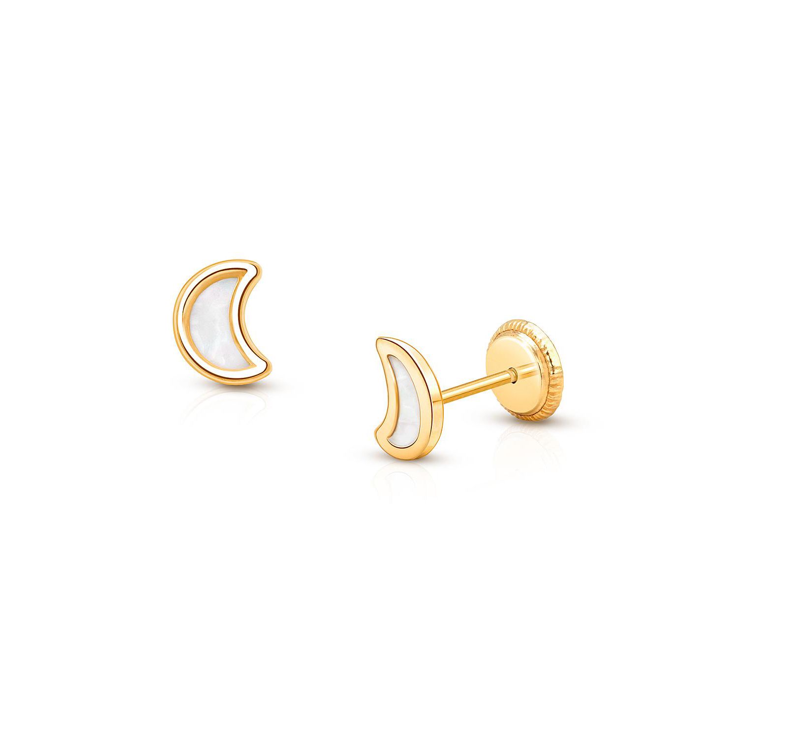Tiny Blessings 14K Gold Genuine Dream Moon Stud Screw Back Earrings