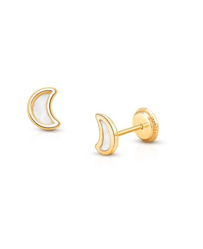 Tiny Blessings 14K Gold Genuine Dream Moon Stud Screw Back Earrings