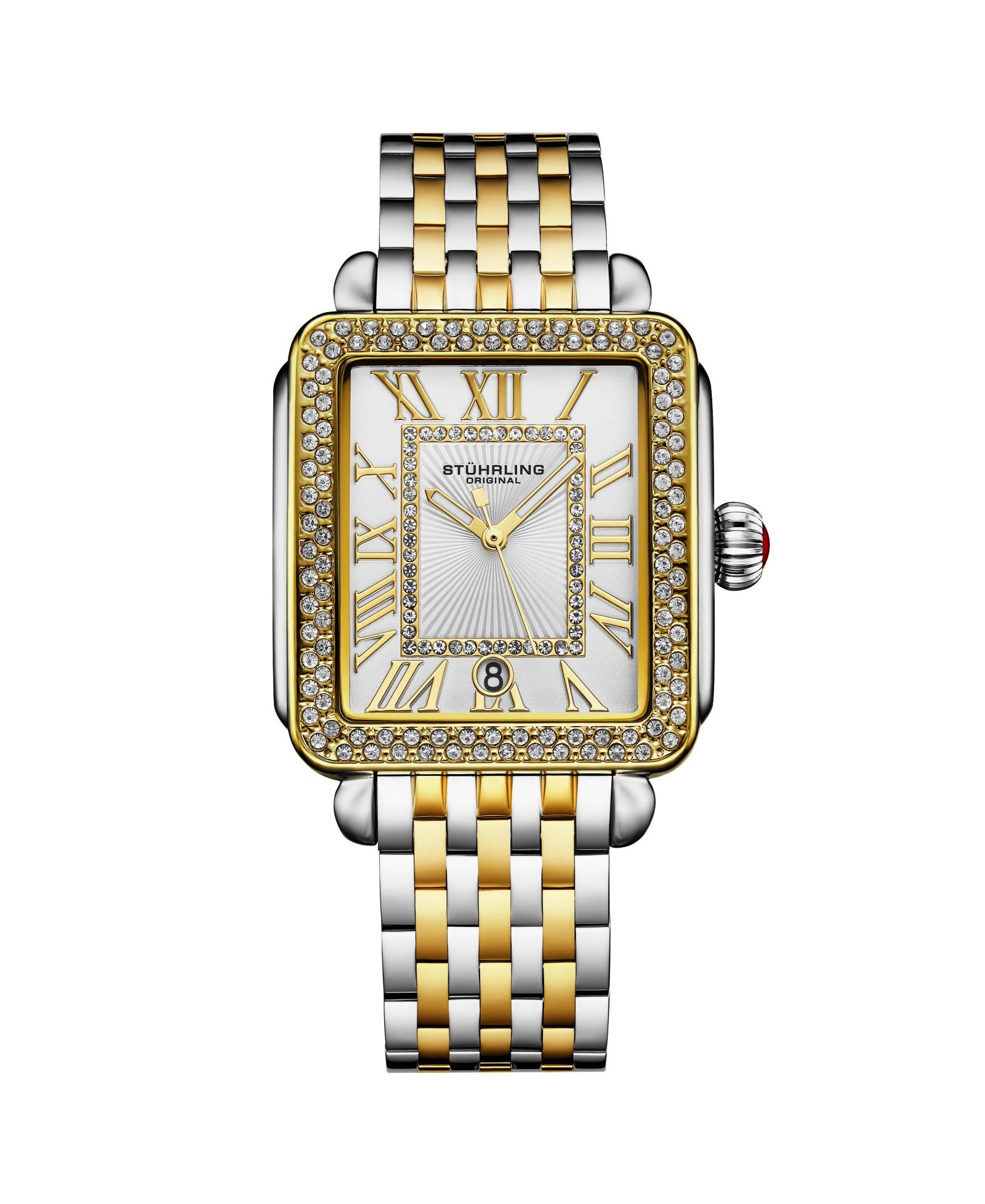 Stuhrling Original Women s VivreLuxe Crystal-Accented Stainless Steel Bracelet Watch, 34mm