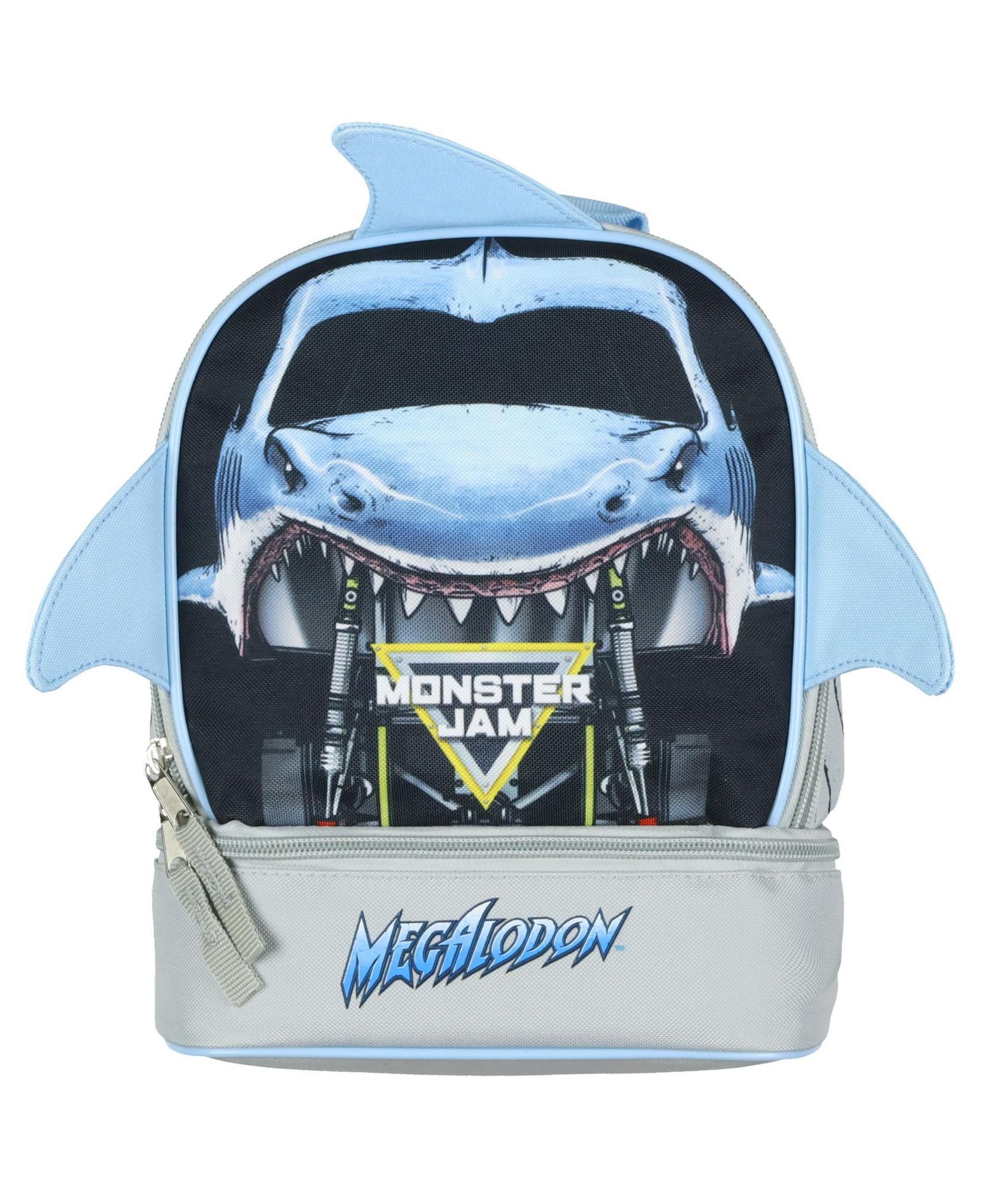 Monster Jam Lunchbox Megalodon 3D Fins Dual Compartment Insulated Cooler Bag 10"