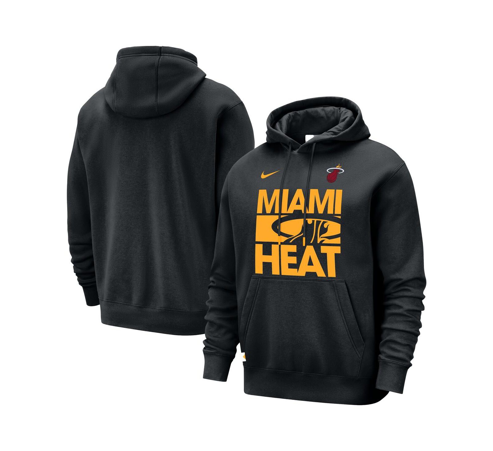 Nike Men's Black Miami Heat Courtside Club Pullover Hoodie