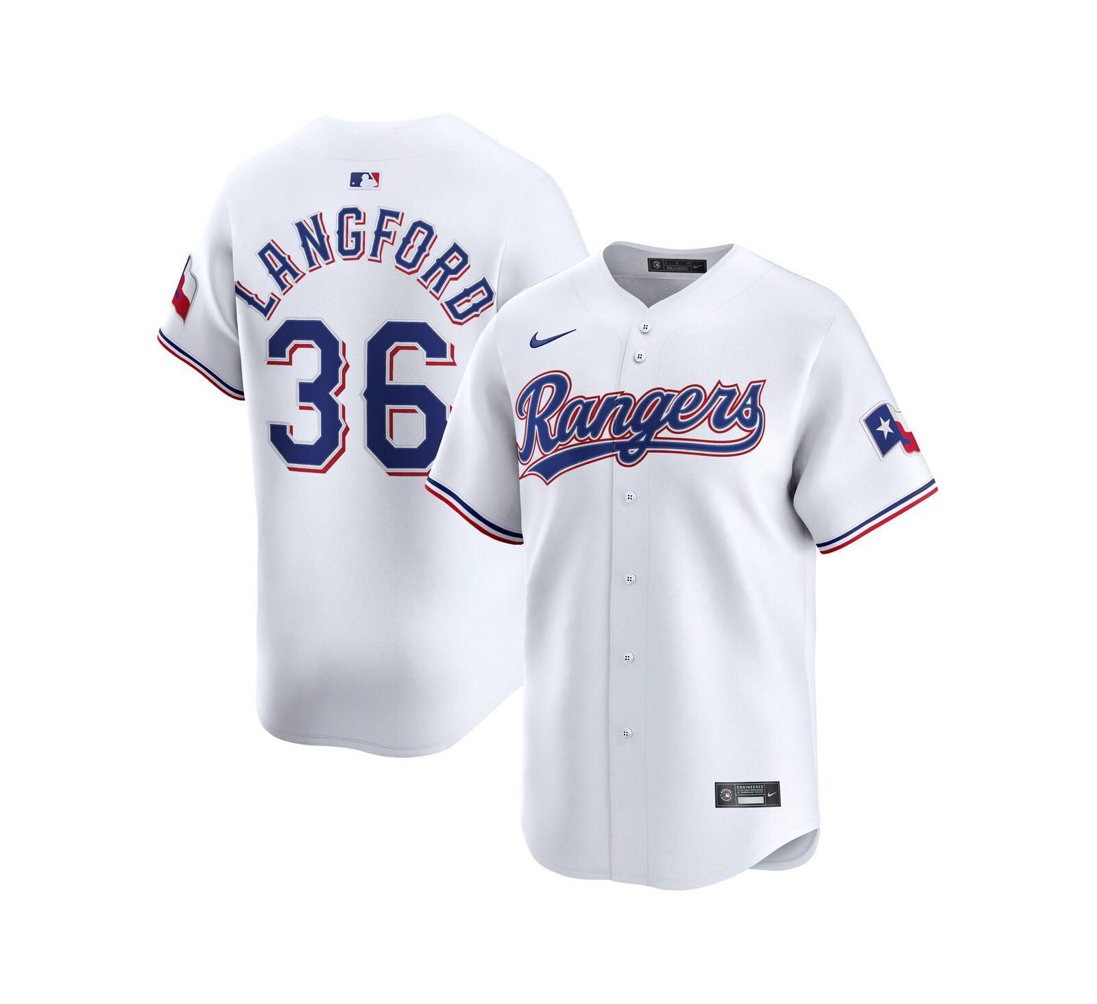 Мужская джерси Nike Wyatt Langford White Texas Rangers Home Limited Player
