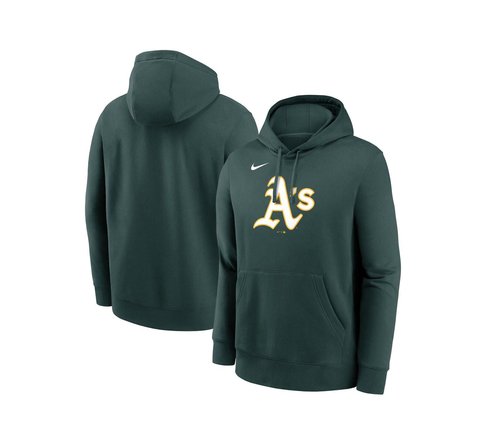Nike Men's Green Athletics Logo Club Fleece Pullover Hoodie