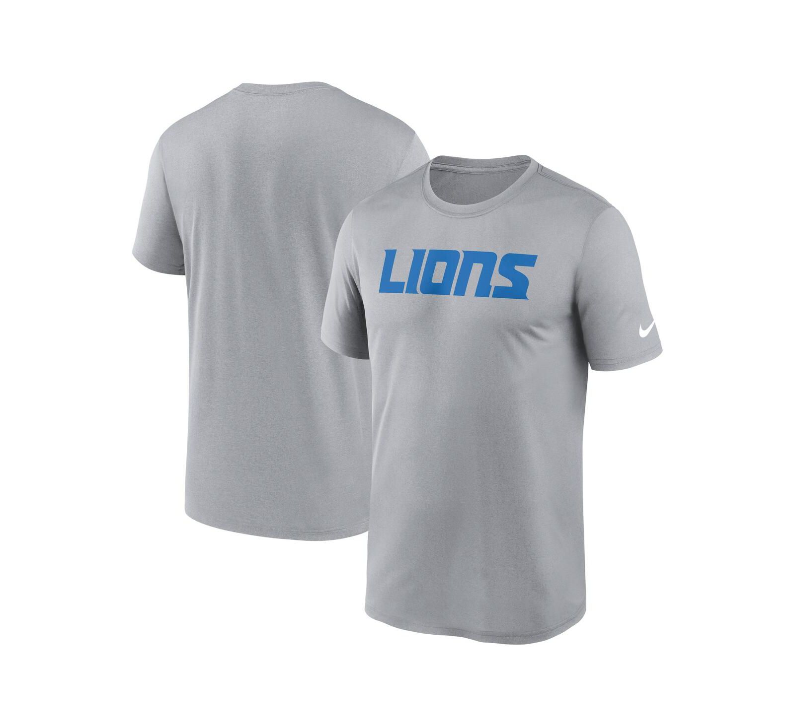 Nike Men's Heather Gray Detroit Lions Primetime Legend Wordmark Performance T-Shirt