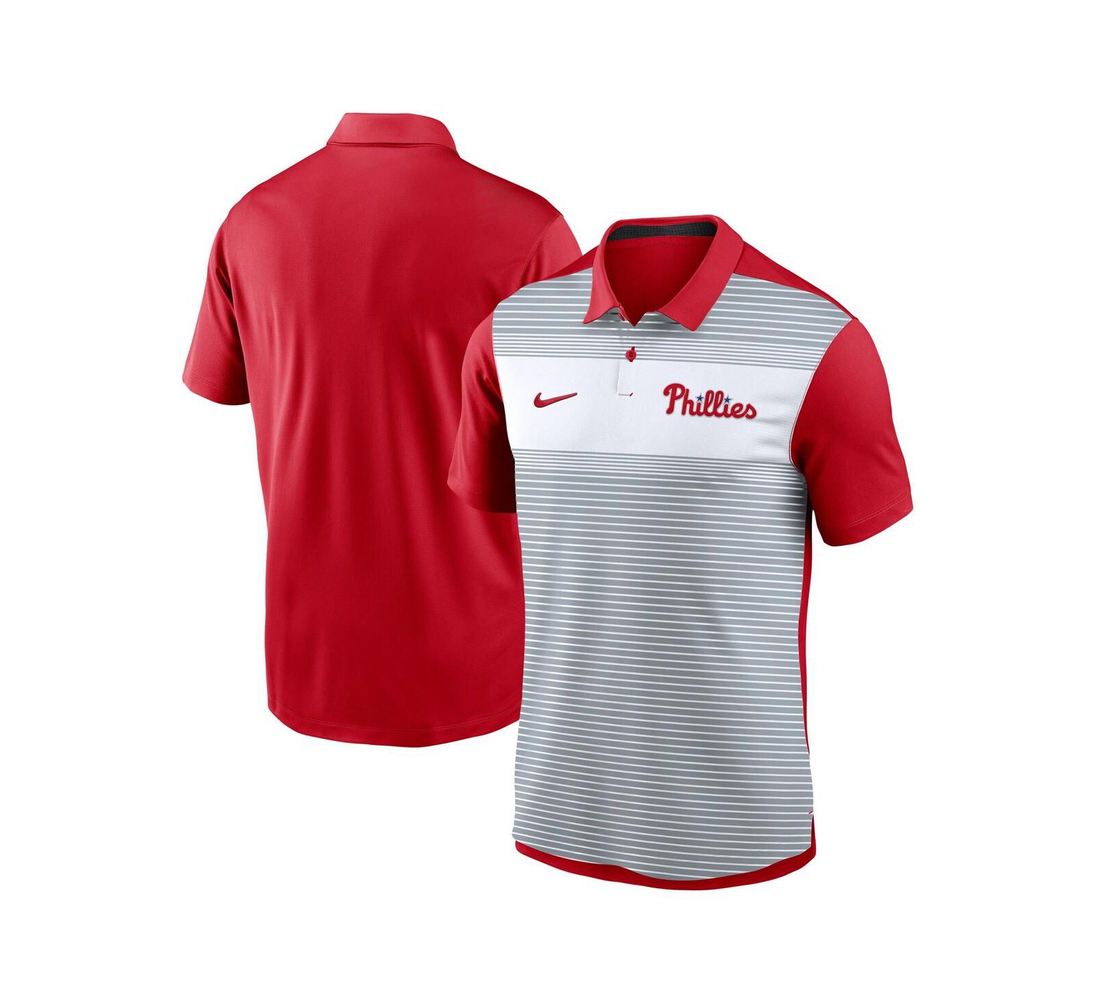 Nike Men's White/Red Philadelphia Phillies Vapor Striped Performance Polo Shirt