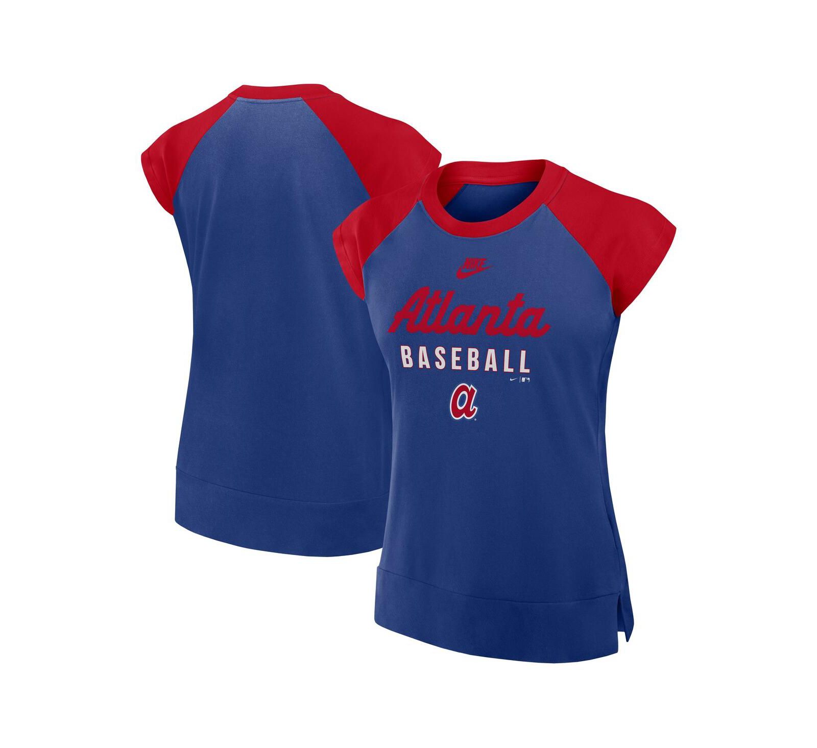 Nike Women's Royal/Red Atlanta Braves Cooperstown Collection Raglan Performance T-Shirt