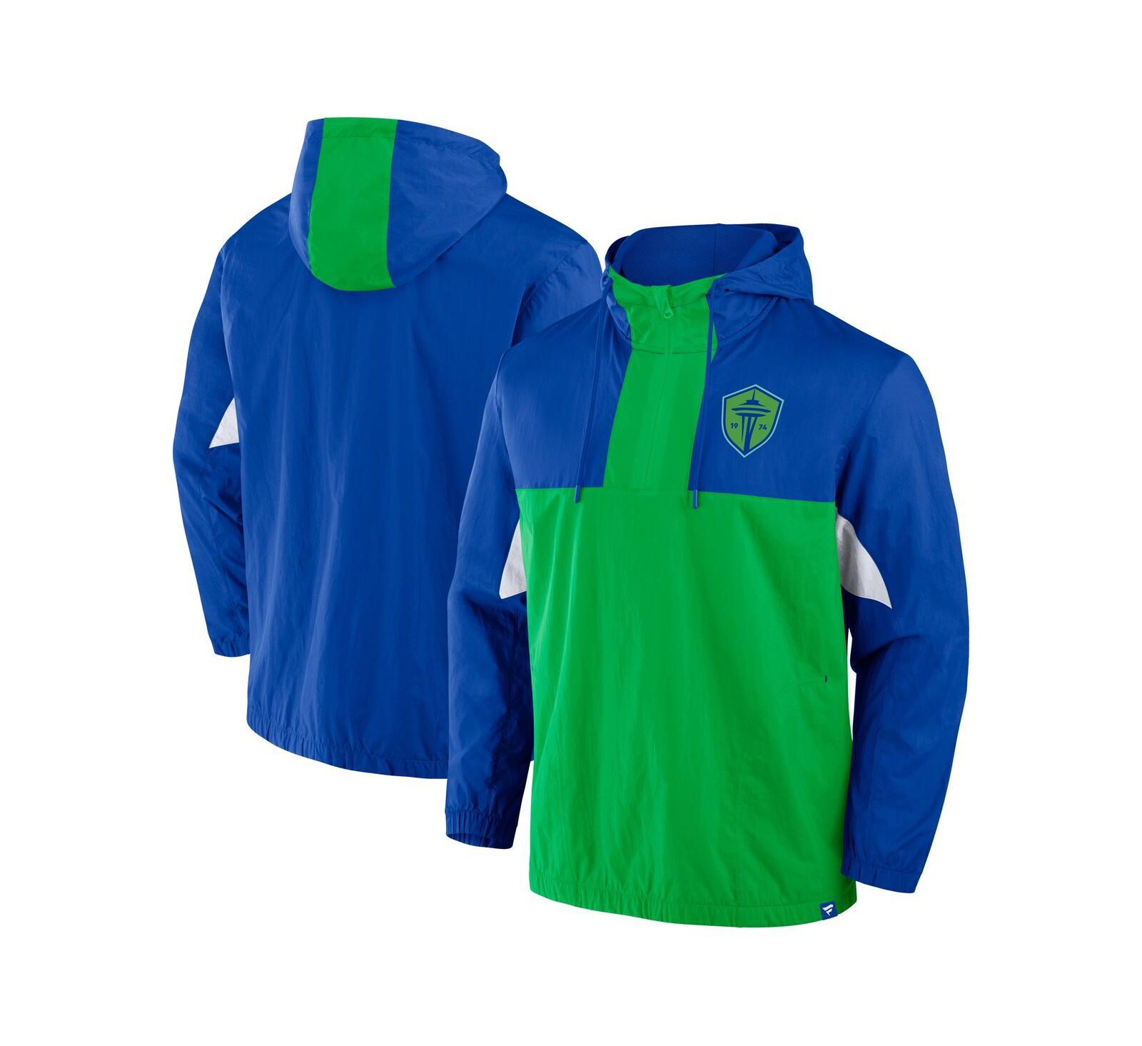 Мужское худи Fanatics Royal Seattle Sounders FC Free Kick Woven с молнией на четверть