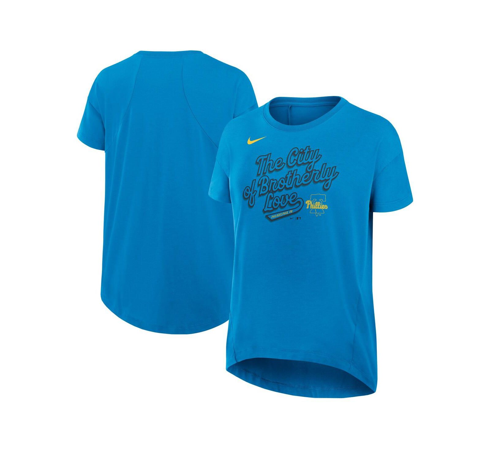 Женская футболка Nike Philadelphia Phillies 2025 City Connect Flowy Fashion Tri-Blend Performance, синяя