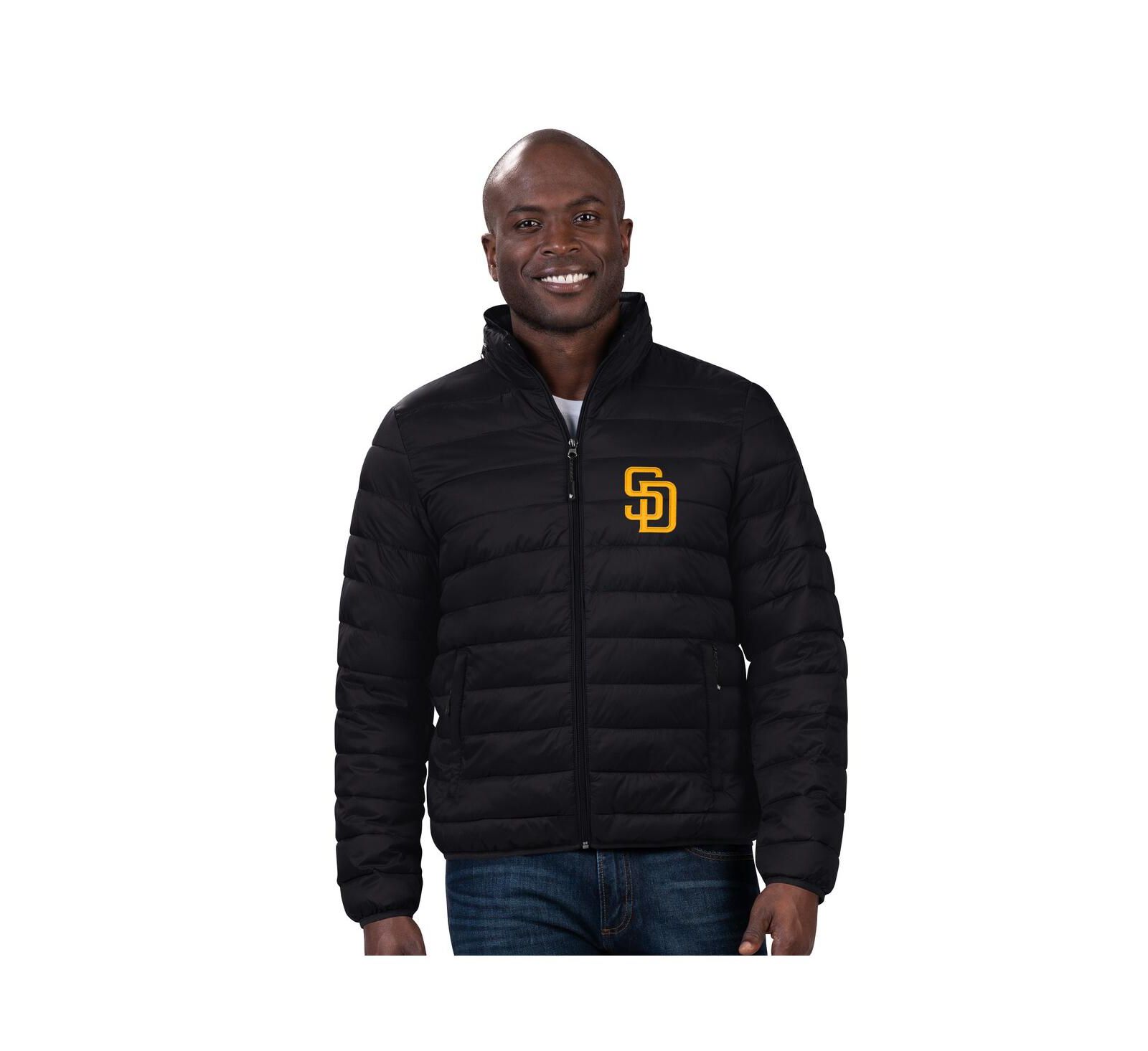G-III Sports by Carl Banks Men's Black San Diego Padres Packable Neck Pillow Full-Zip Puffer Jacket
