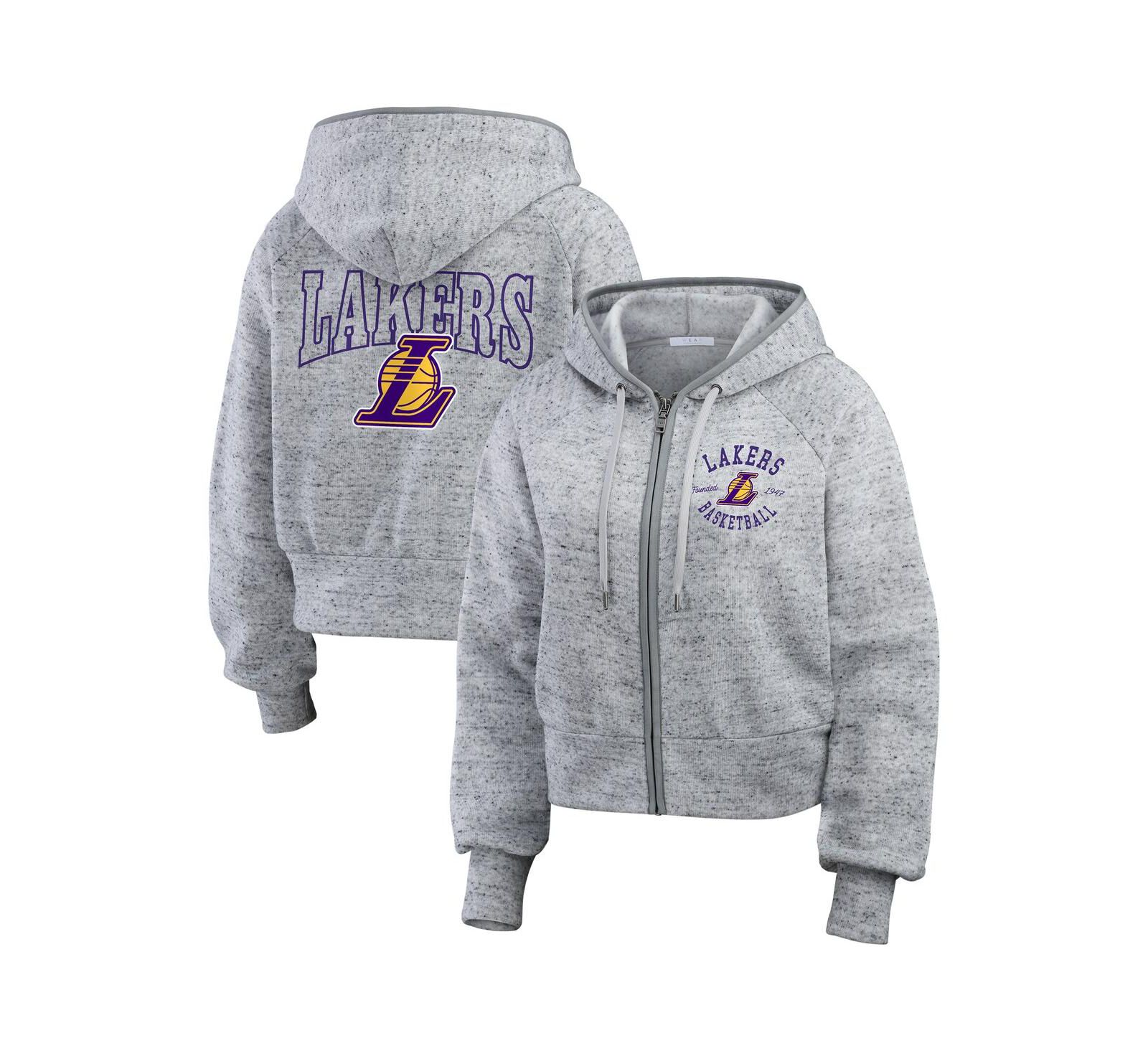 Женское худи WEAR by Erin Andrews Los Angeles Lakers Speckled Radiator Full-Zip Heather Gray