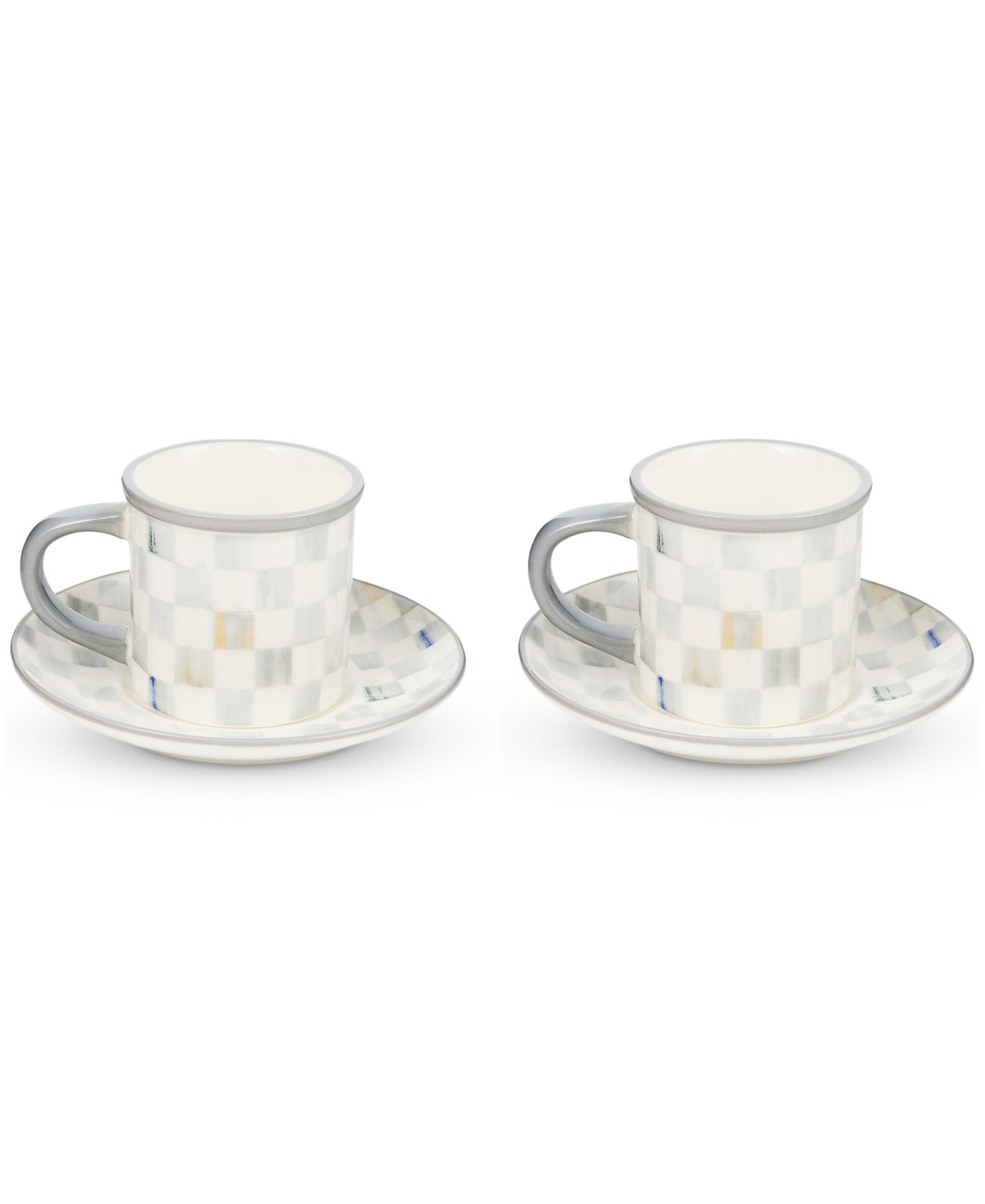 Чашка и блюдце MacKenzie-Childs Sterling Check Stoneware