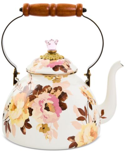Чайник MacKenzie-Childs Wild Rose White, 3-Qt.