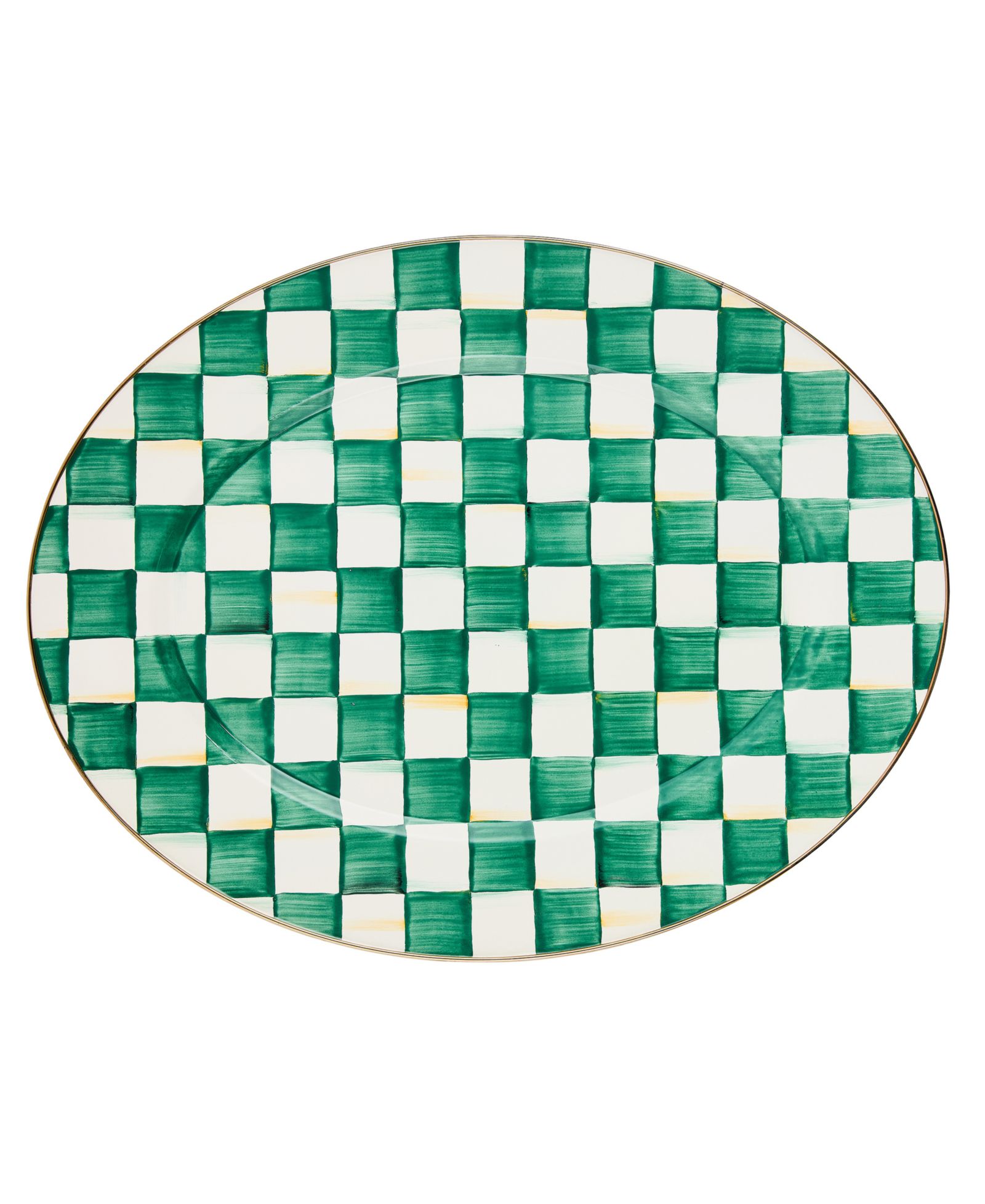 Большое овальное блюдо Mackenzie-Childs Emerald Check