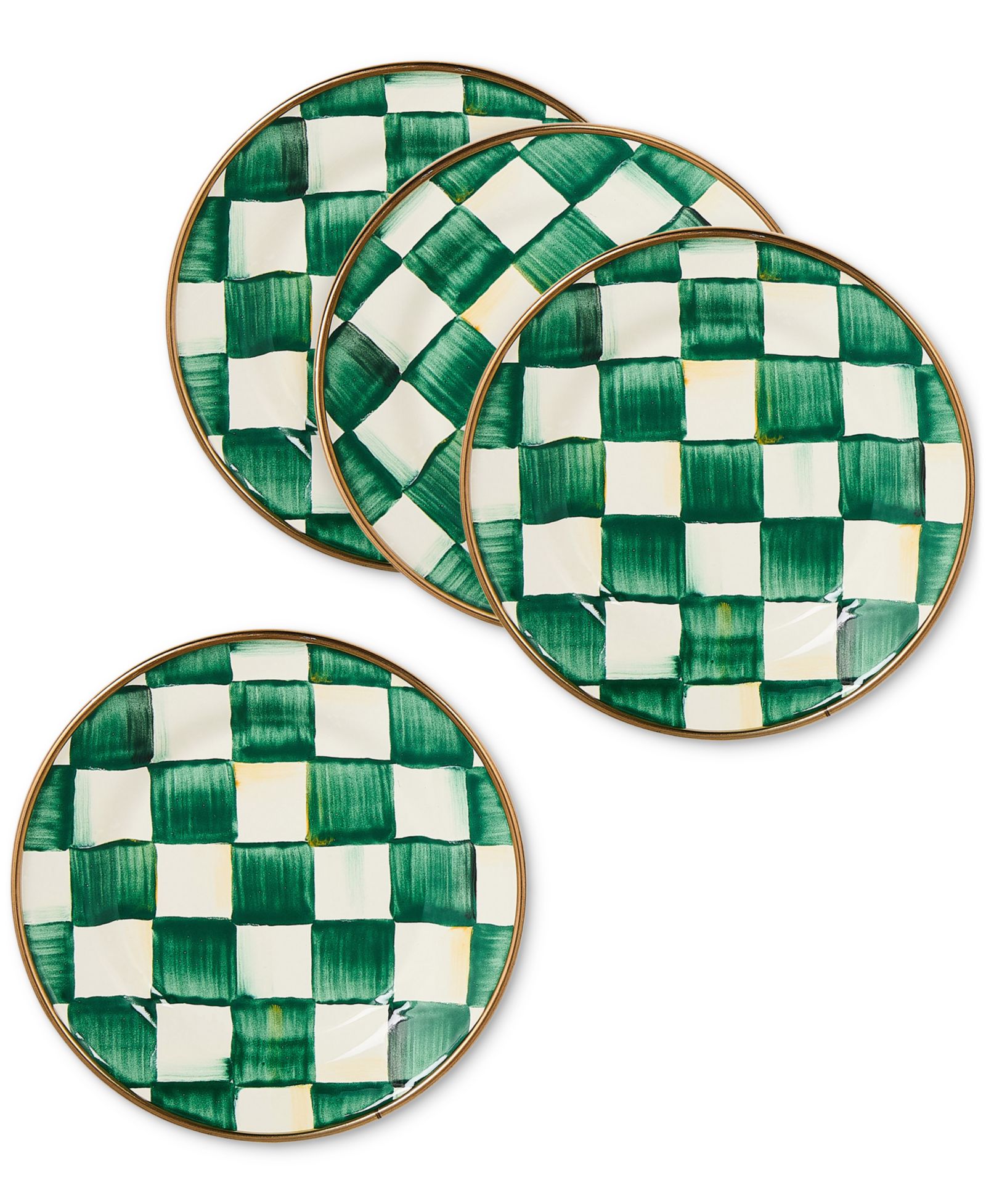 Тарелки для закусок MacKenzie-Childs Emerald Check, набор из 4 шт.