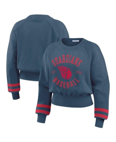 WEAR by Erin Andrews Женская темно-синяя укороченная толстовка Cleveland Guardians в винтажном стиле