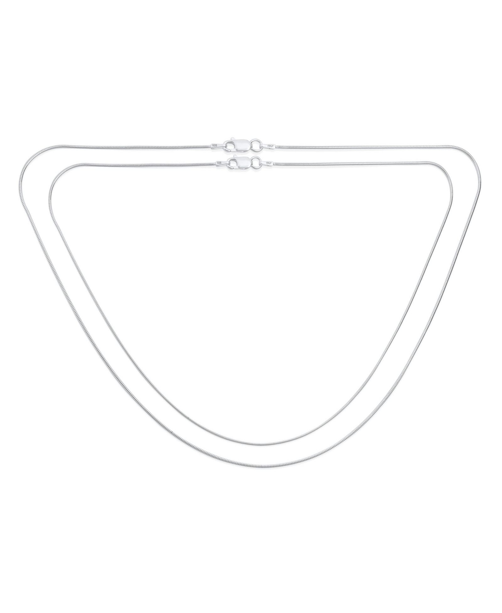 Bling Jewelry Set of 2 2MM Sterling Silver Snake Chain Necklace 20 & 24 Inch Nickel-Free Made in Italy