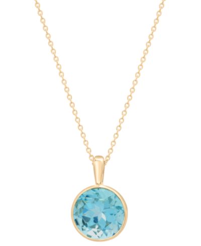 Sky Blue Topaz Bezel Circle 18" Pendant Necklace (3-3/4 ct. t.w.) in 14k Gold