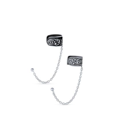Bling Jewelry Boho Vine Scroll Ear Cuff Cartilage Earrings Oxidized Sterling Silver 2-Set