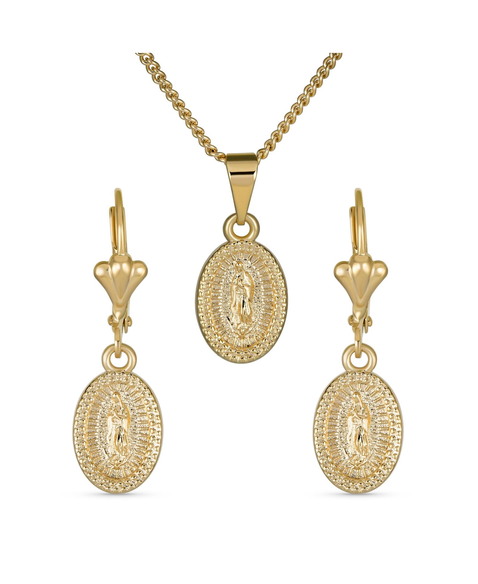 Набор украшений Bling Jewelry: колье и серьги с медалью Our Lady Of Guadalupe