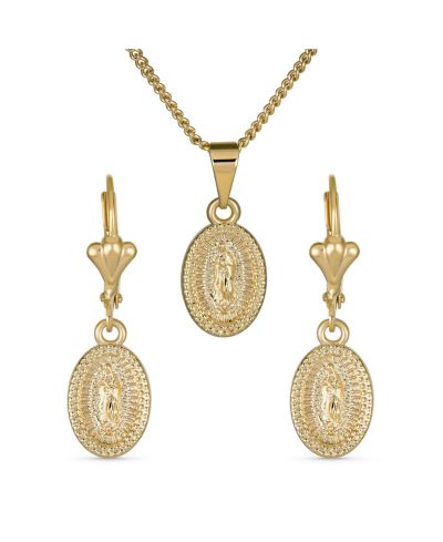 Набор украшений Bling Jewelry: колье и серьги с медалью Our Lady Of Guadalupe