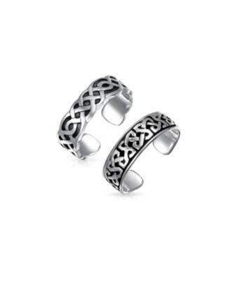 Bling Jewelry Celtic Trinity Love Knot Toe Ring Band Oxidized .925 Sterling Silver Set-2