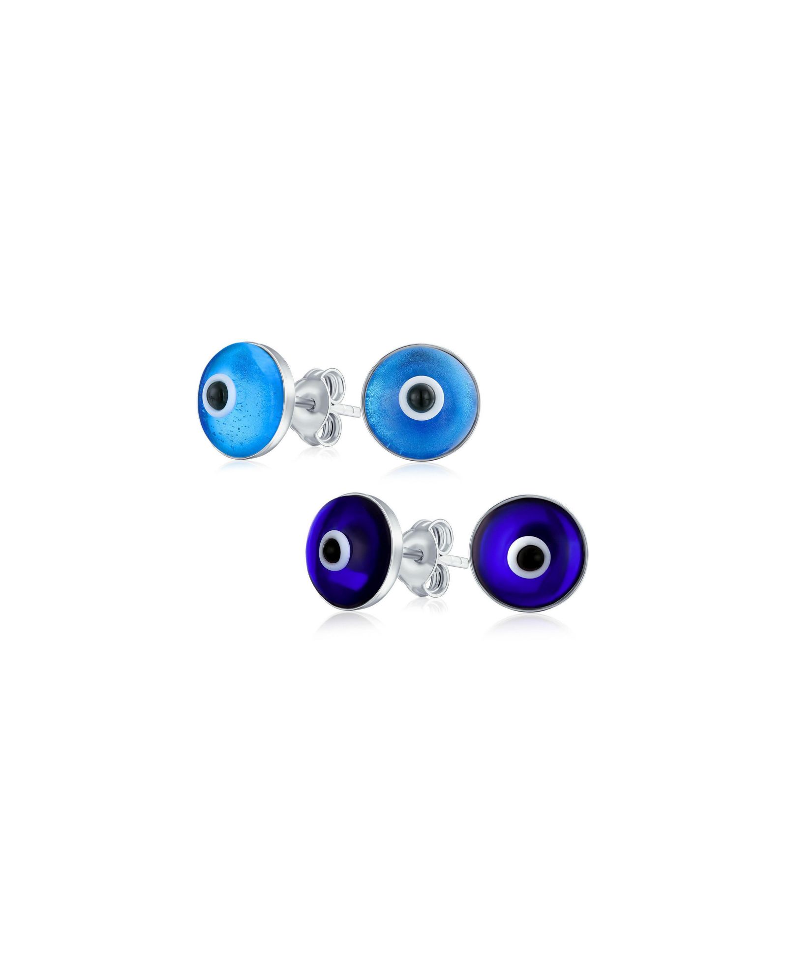 Серьги-гвоздики Bling Jewelry из стерлингового серебра с синим стеклом Murano Nazar Evil Eye, набор из 2 шт.