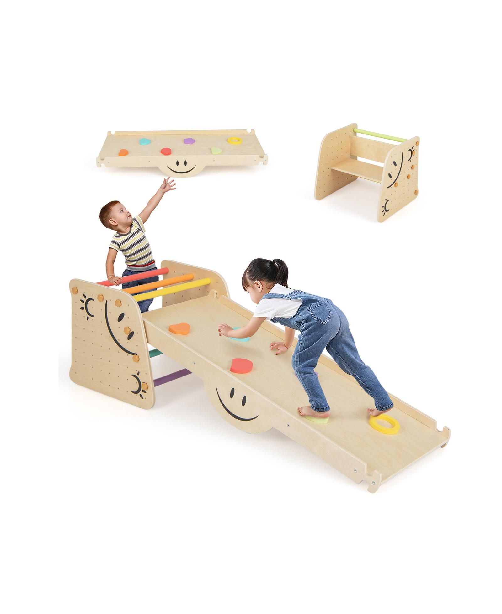 Деревянный игровой набор Triangle Climber Set с качелями-балансиром Multicolor