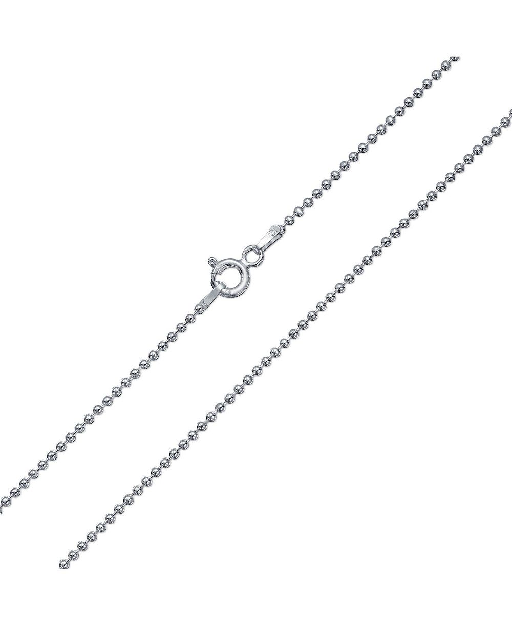 Bling Jewelry Traditional .925 Sterling Silver Bead Ball Chain Necklace 2MM Length 20"