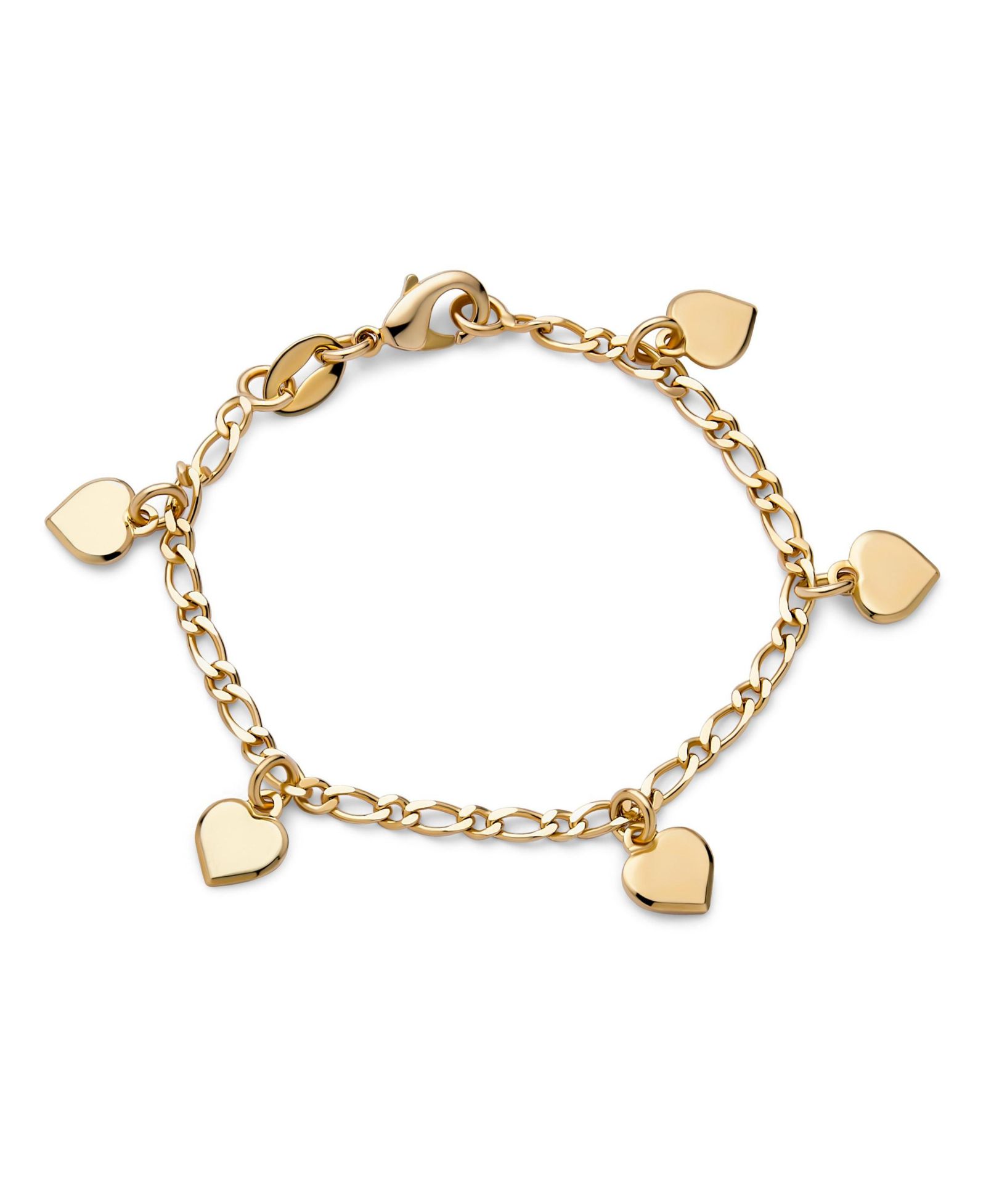 Bling Jewelry Tiny Dangling Hearts Charm Bracelet For Small Wrists 5 Inch Gold Plated