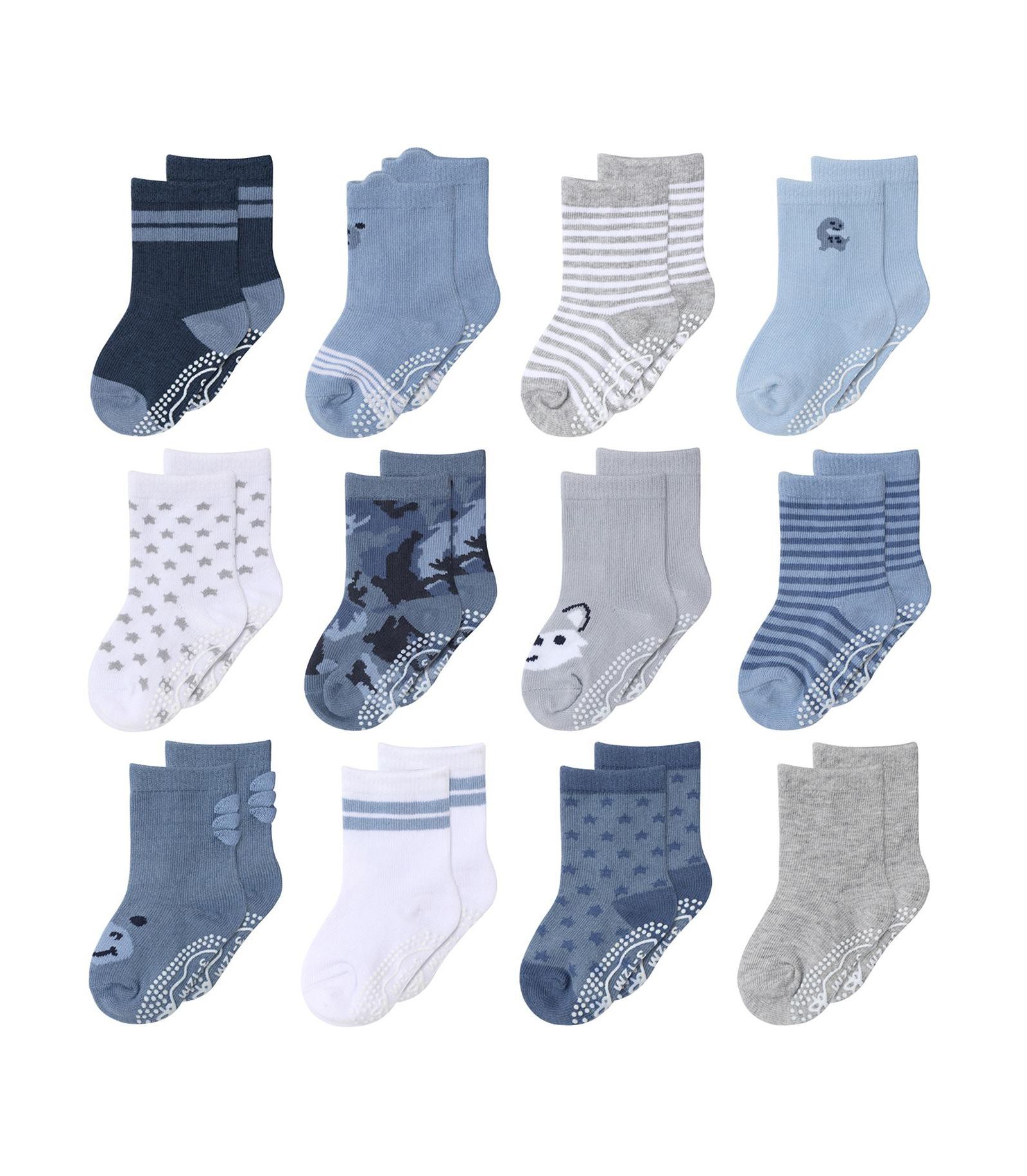 Детские хлопковые носки The Peanutshell, 12 шт., Blue/Grey