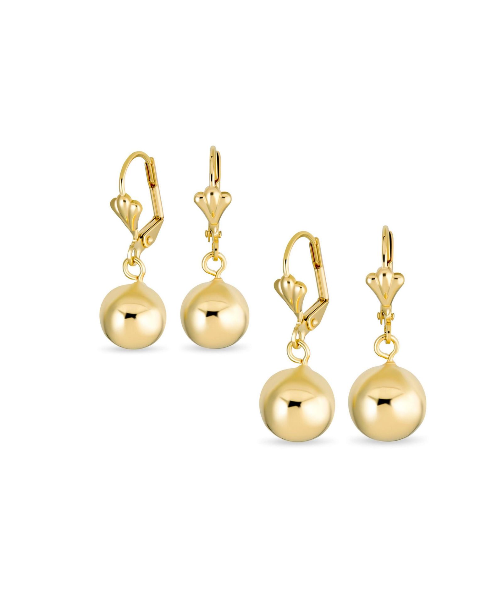 Bling Jewelry Gold Ball Drop Earrings 2-Piece Set