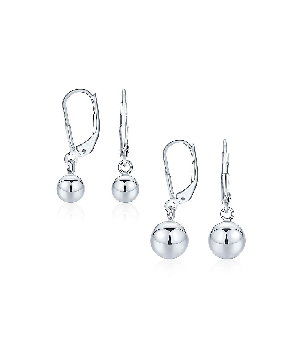 Серьги Bling Jewelry из стерлингового серебра с подвесками в виде шариков 6MM и 8MM (набор из 2 шт.)