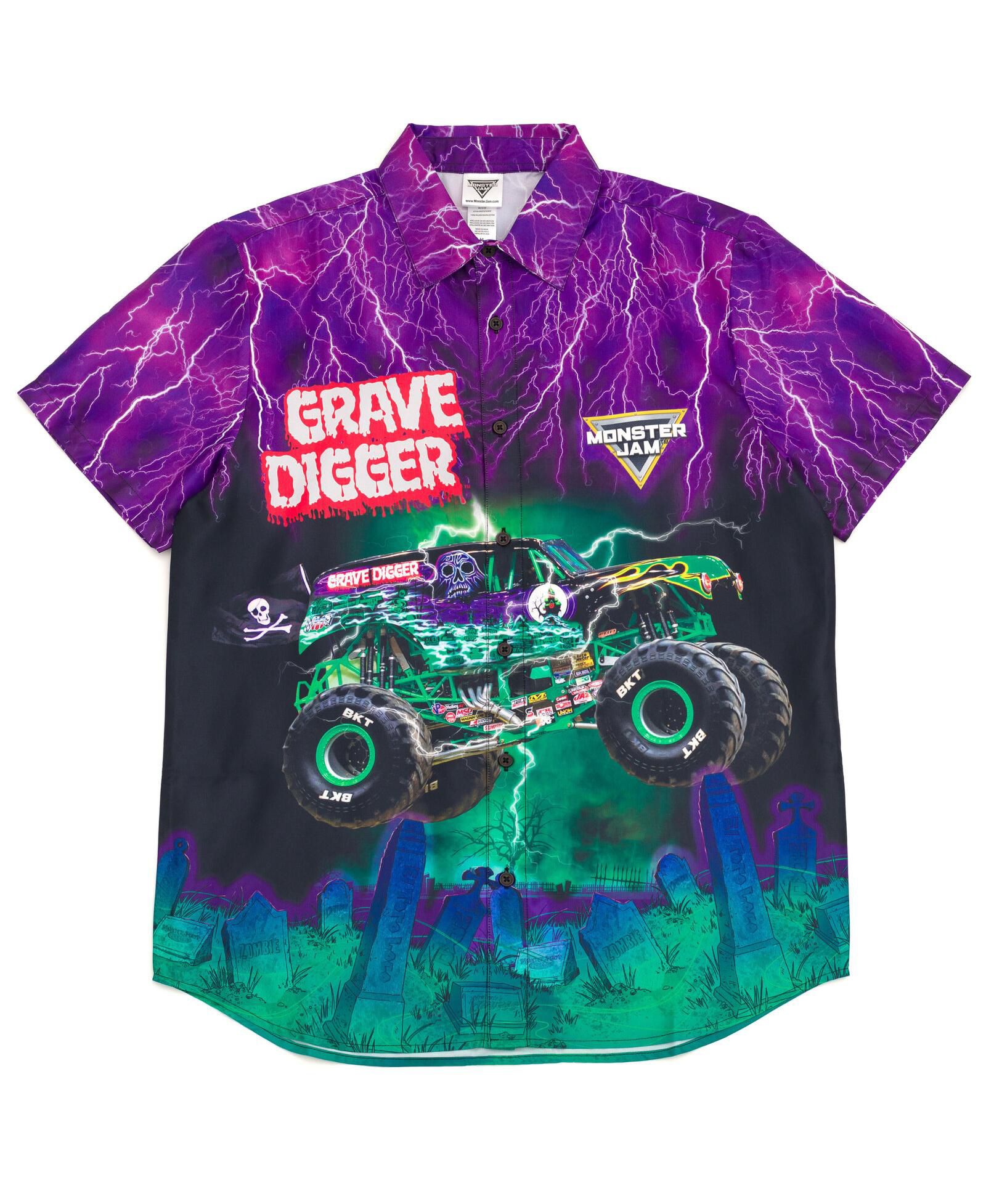 Monster Jam Детская рубашка с принтом Grave Digger