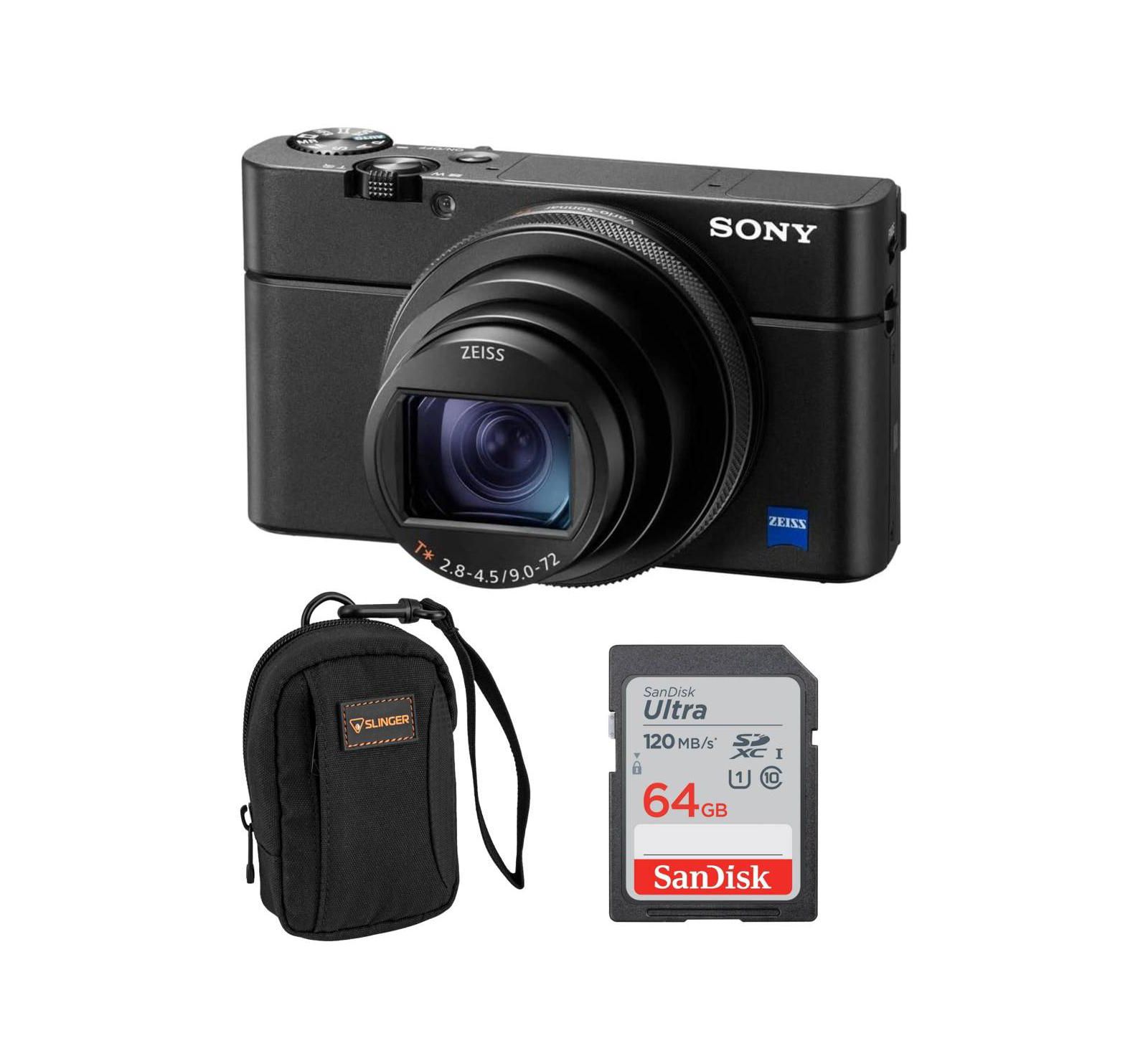 Компактная камера Sony RX100 VII с сенсором 1.0-type stacked CMOS (DSCRX100M7), комплект с картой памяти 64GB и сумкой