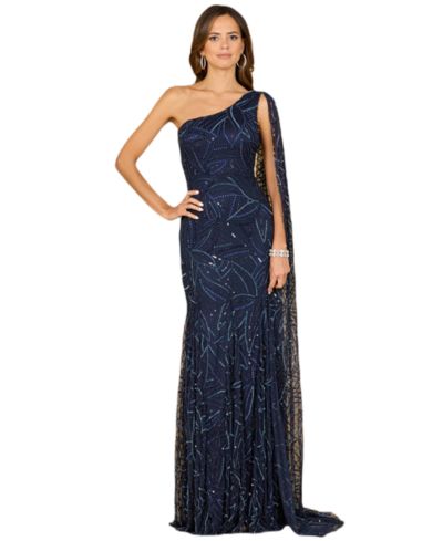 LARA Women's One Shoulder Cape Gown