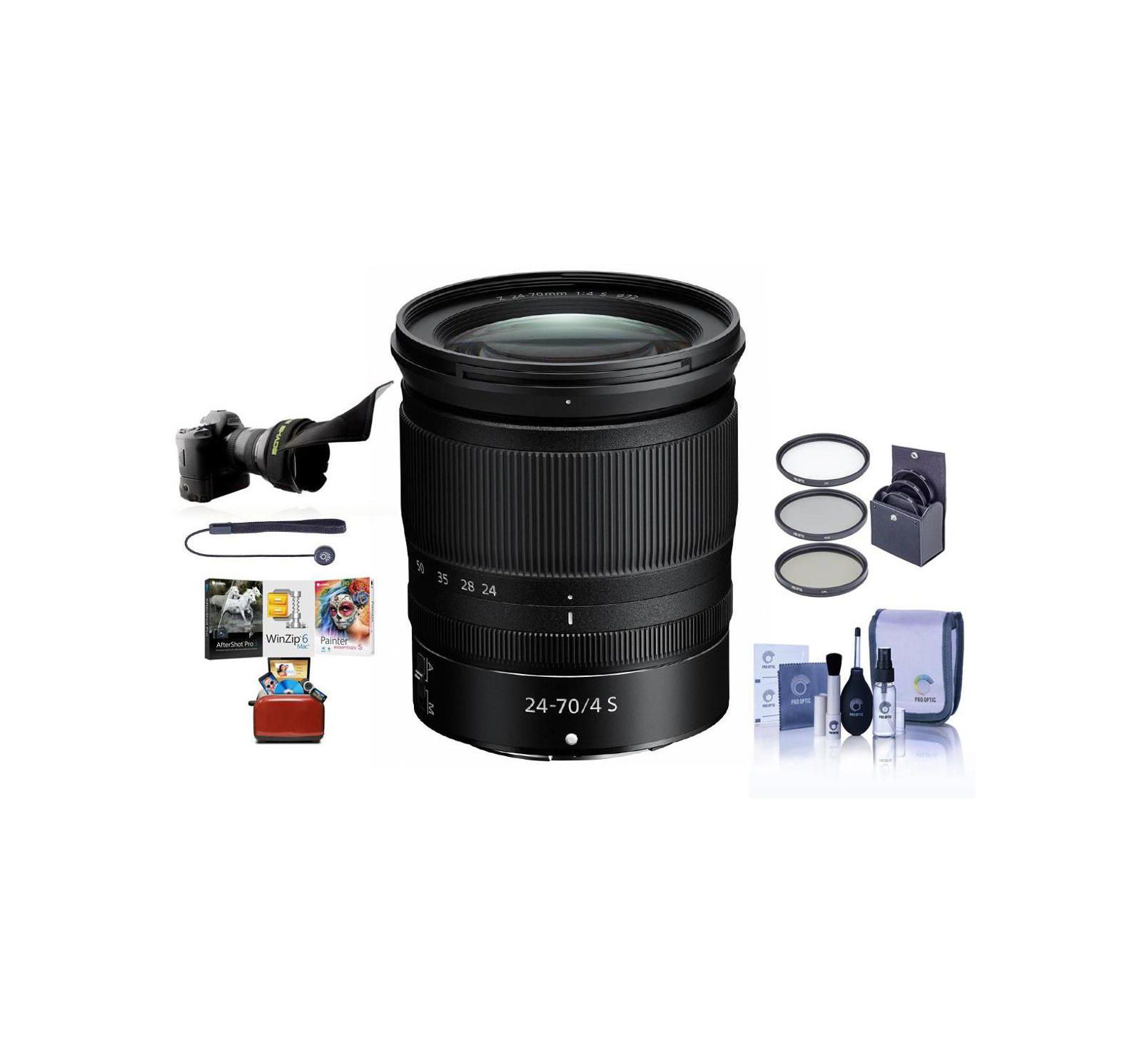 Nikon Объектив NIKKOR Z 24-70mm f/4 S для беззеркальных камер Z — комплект с фильтром 72mm, чехлом, набором для чистки и ПО Mac