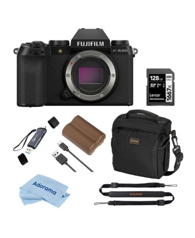 Fujifilm X-S20 Mirrorless Camera, Black, Bundle with Essentials Kit