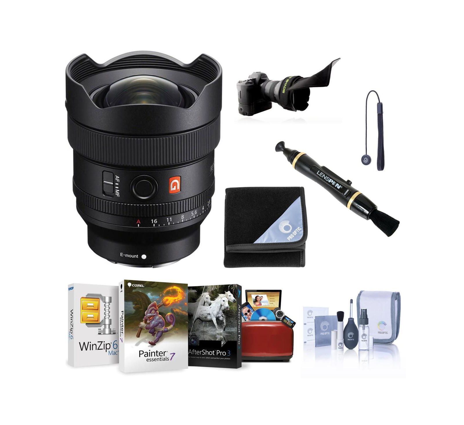 Объектив Sony FE 14mm f/1.8 GM Prime, комплект с блендой, очистителем и набором для ухода