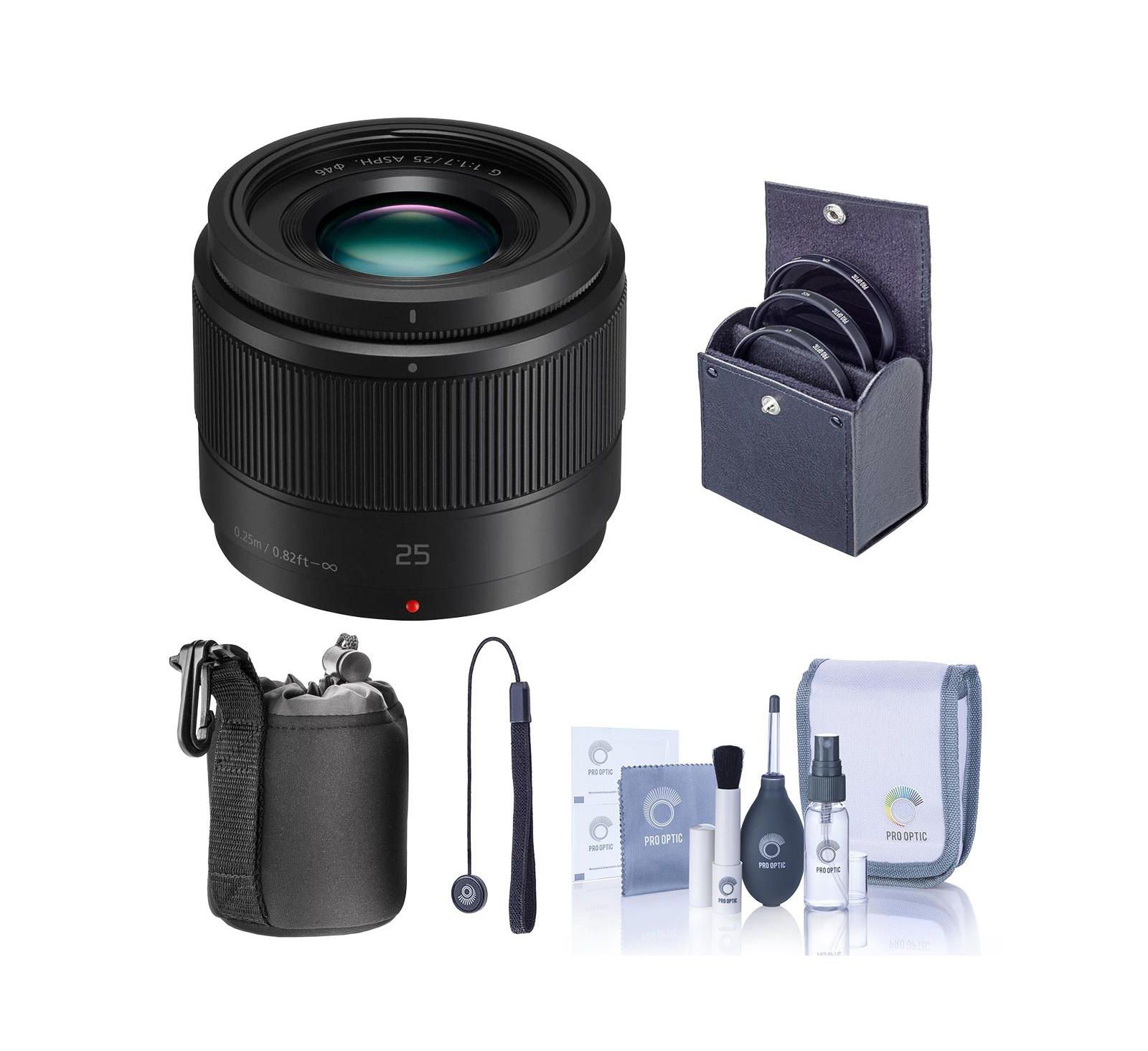 Объектив Panasonic Lumix G 25mm f/1.7 ASPH для MFT с набором фильтров 46mm и мягким чехлом