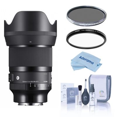 Объектив Sigma 50mm f/1.4 DG DN Art для Sony E, комплект с фильтрами Tiffen 77mm UV и CPL
